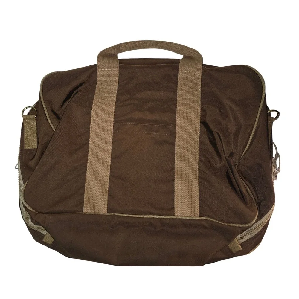 Lands End Vintage Brown Nylon Briefcase Laptop Rigger Bag‎ Travel Carry On